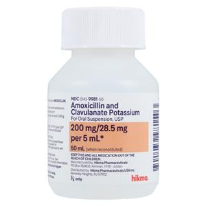 Amoxicillin/Clavulanate Oral Suspension 200/28.5mg Fruit Bottle 50mL Each