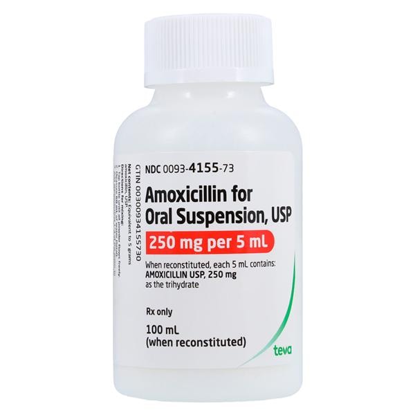 Amoxicillin Oral Suspension 250mg/5mL Mixed Berry Bottle 100mL Each