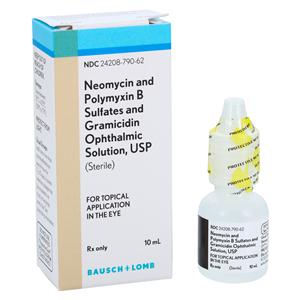 Neomycin/Polymyxin B Sulfates/Gramicidin Ophthalmic Solution Bottle 10mL Each