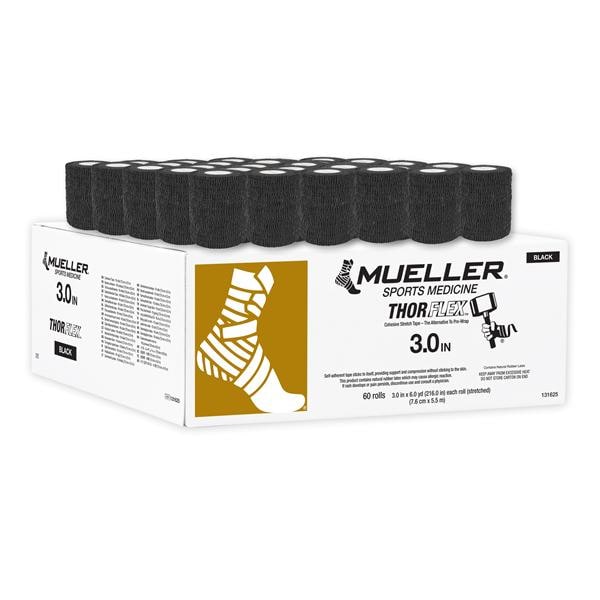 ThorFlex Cohesive Tape 65% Polyester/35% Non-Woven 3"x6yd Black NS 60/Ca