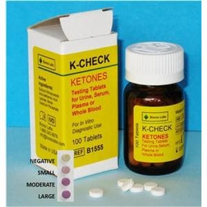 K-Check Ketone Reagent Tablets For Urine / Serum / Plasma / Whole Blood 100/Bt