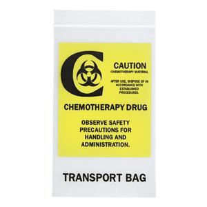 Chemotherapy Transport Bag 4mil 9x12" Clear/Yellow Block Zplk Clsr Plstc 500/Ca