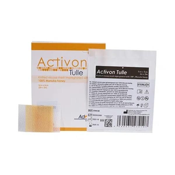 Activon Tulle 100% Manuka Honey Wound Dressing 2x2" Sterile Square 5/Bx