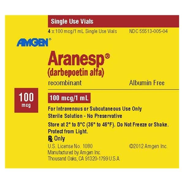 Aranesp Injection 100mcg SDV 1mL 4/Package