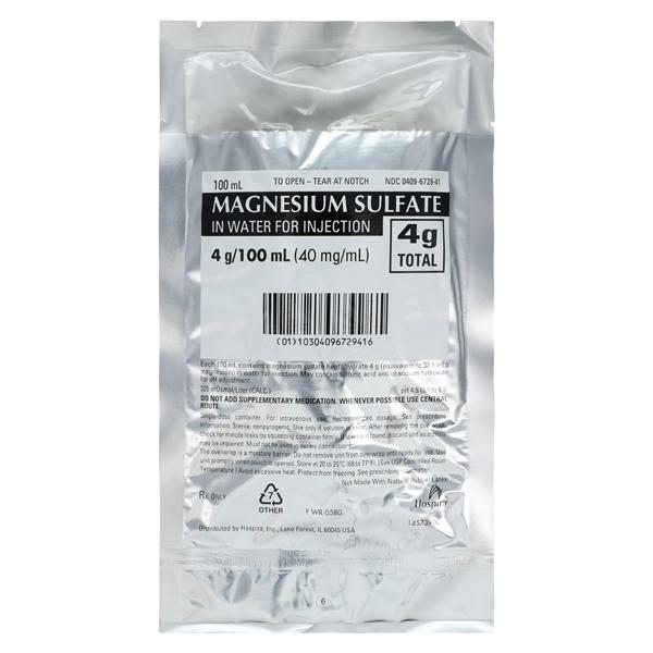 Magnesium Sulfate Injection 40mg/mL Pack 100mL 24/Package