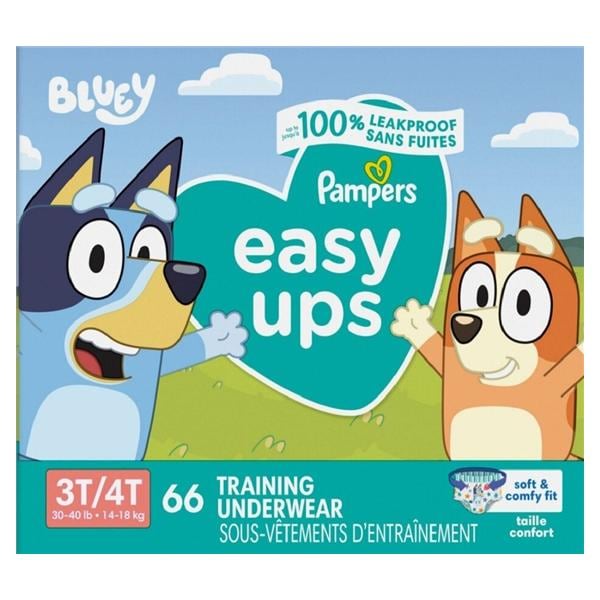 Pampers Easy Ups Training Underwear Moderate Boy Bluey 3T-4T 66/Pk