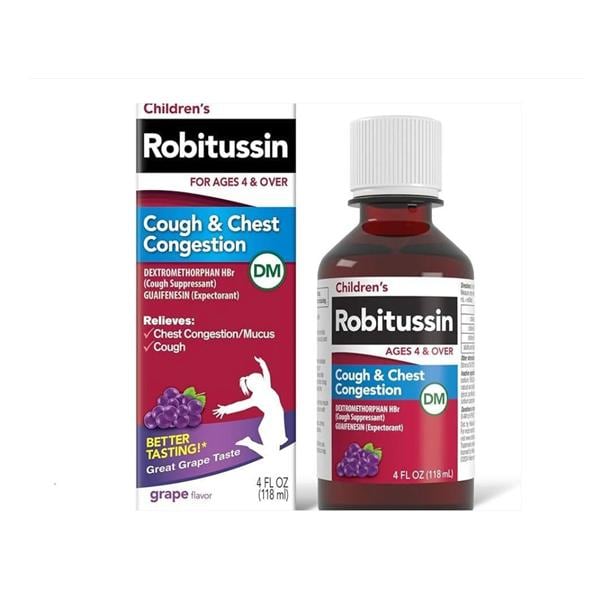 Robitussin DM Children Cough/Congestion Liquid 20/200mg Grape 4oz 4oz/Bt, 24 BT/CA