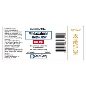 Metaxalone Tablets 800mg Bottle 100/Bt Each