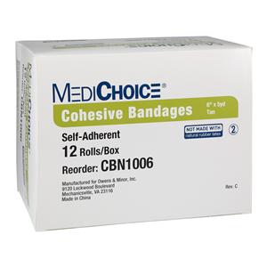 MediChoice Cohesive Bandage Fabric 6"x5yd Tan Non-Sterile Ea, 48 EA/CA