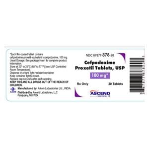 Cefpodoxime Proxetil Tablets 100mg Bottle 20/Bottle Each