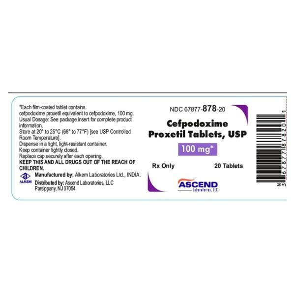 Cefpodoxime Proxetil Tablets 100mg Bottle 20/Bottle Each