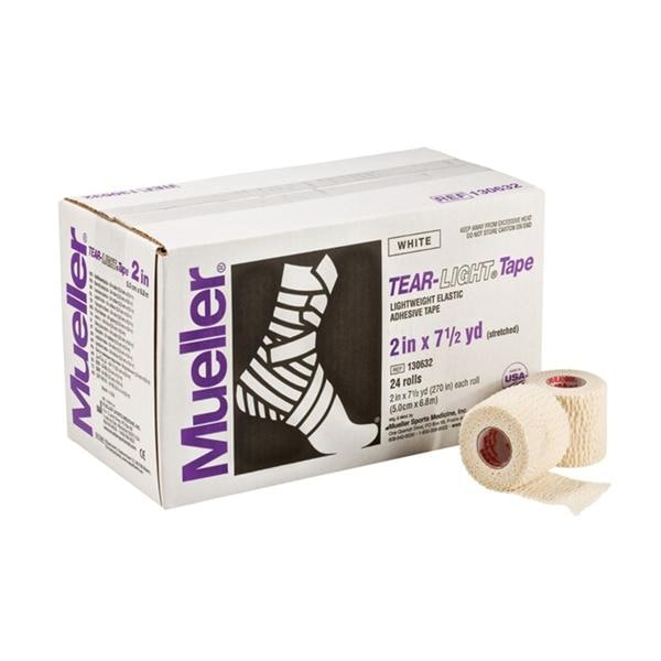Tear-Light Athletic Tape Elastic 2"x7.5yd White Non-Sterile 24/Ca