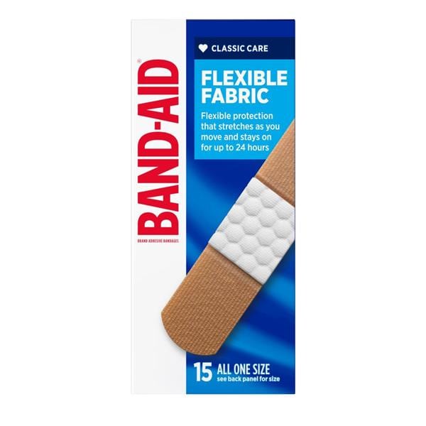 Band-Aid Adhesive Bandage Fabric One Size Tan Sterile 15/Bx