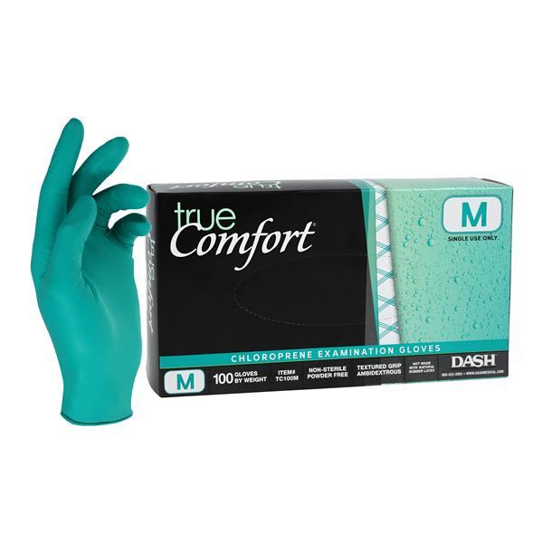 True Comfort Chloroprene Exam Gloves Medium Green Non-Sterile