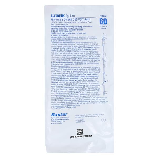 IV Solution Set 60 Drops/mL 103" Male Luer Lock Adapter Duo-Vent Spike 1/Ea