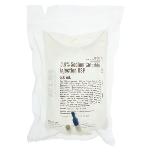 Viaflex IV Injection Solution Sodium Chloride 0.9% 500mL Plastic Container Ea, 24 EA/CA