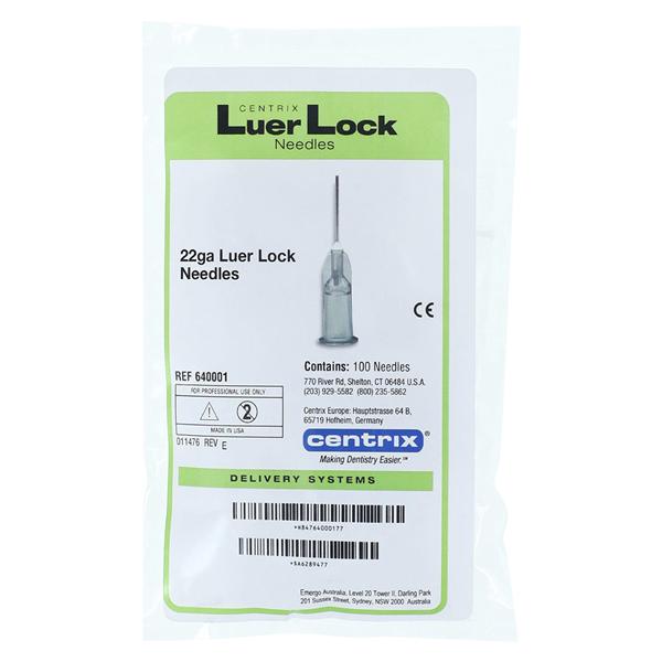 Luer-Lock Needle Tips Gray 22 Gauge 100/Pk
