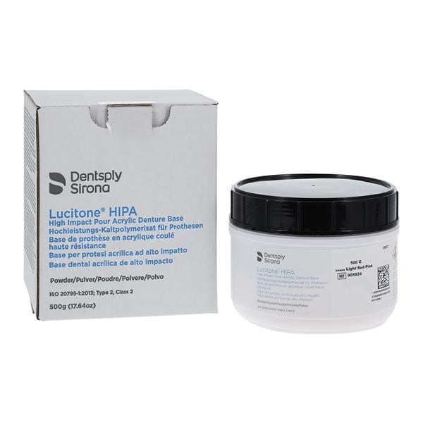 Lucitone HIPA Denture Resin High Impact Pourable Acrylic SC Lt Rd Pnk 500Gm
