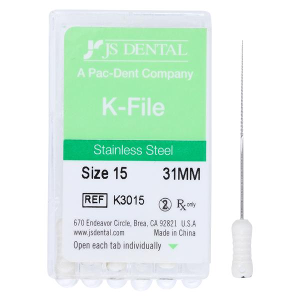 Hand K-File 31 mm Size 15 Stainless Steel White 0.02 6/Pk