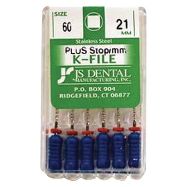 Hand K-File Plus 21 mm Size 60 Stainless Steel Blue 0.02 6/Bx