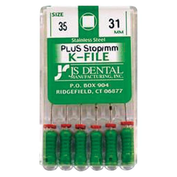K-File Plus 31 mm Size 35 Stainless Steel Green 0.02 6/Bx