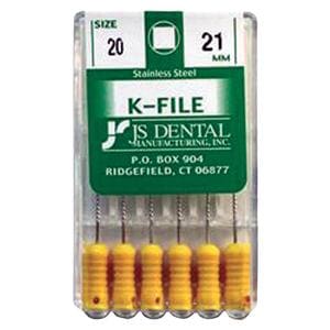 K-File 21 mm Size 20 Stainless Steel Yellow 0.02 6/Pk