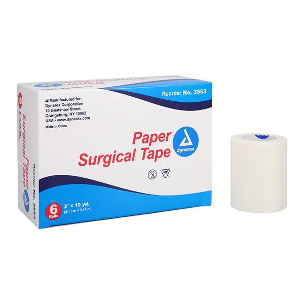 Surgical Tape Paper 2"x10yd White Non-Sterile 6/Pk, 12 PK/CA