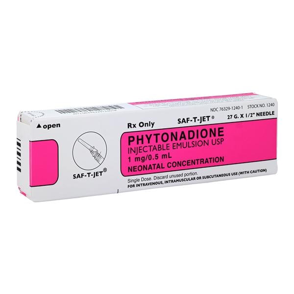 Phytonadione (Vitamin K) Injection 1mg/.5mL Sf-T-Jt Prfld Syr 0.5mL Each