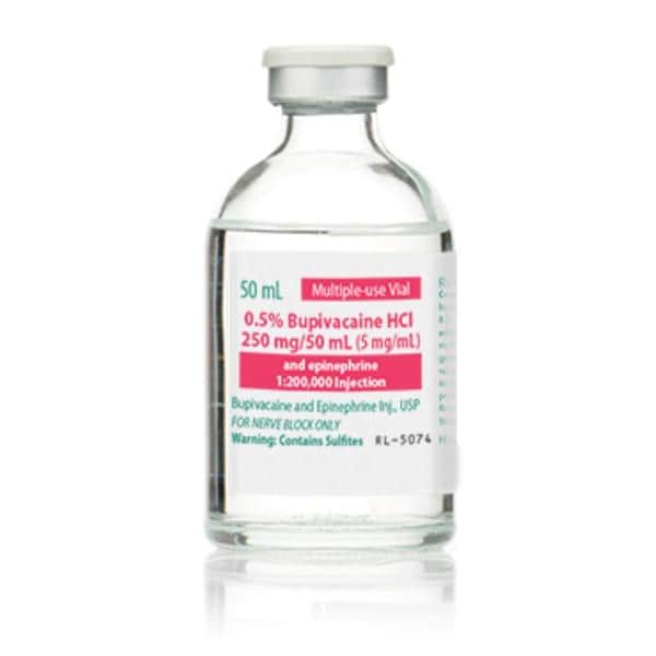 Bupivacaine HCl Epinephrine Injection 0.5% 1:200,000 MDV 50mL Each