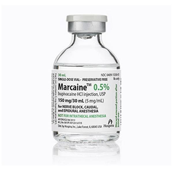 Marcaine Injection 0.5% No Preservative SDV 30mL Each