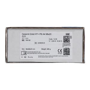 Ceramill Zolid HT+ Zirconia Disc A4 98x20 Ea