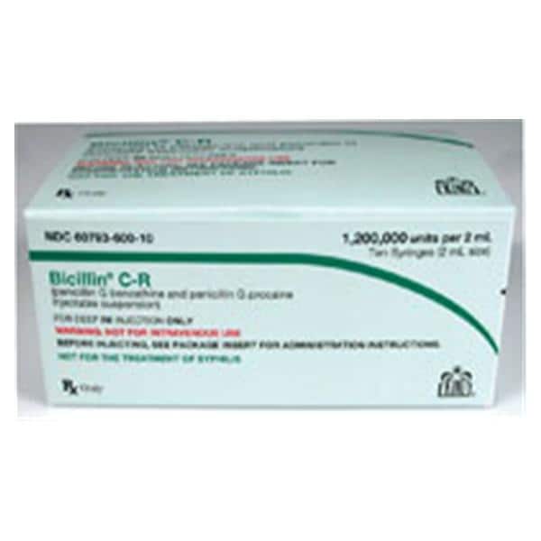 Bicillin C-R Injection 1.2MU Adult Prefilled Syringe 2mL 10/Package