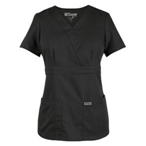 Greys Anatomy Scrub Shirt Mck Wrp Nck 3 Pkts Short Sleeves Medium Blk Womens Ea