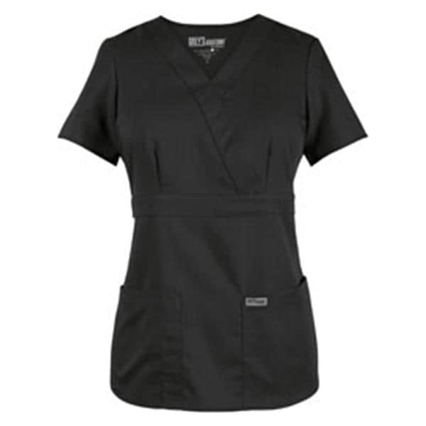 Greys Anatomy Scrub Shirt Mck Wrp Nck 3 Pkts Short Sleeves Medium Blk Womens Ea