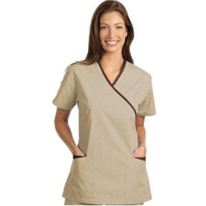 Fashion Seal Scrub Shirt XOvr Nck 3 Pkts Set-In Sleeves Medium Tn/Choc Womens Ea