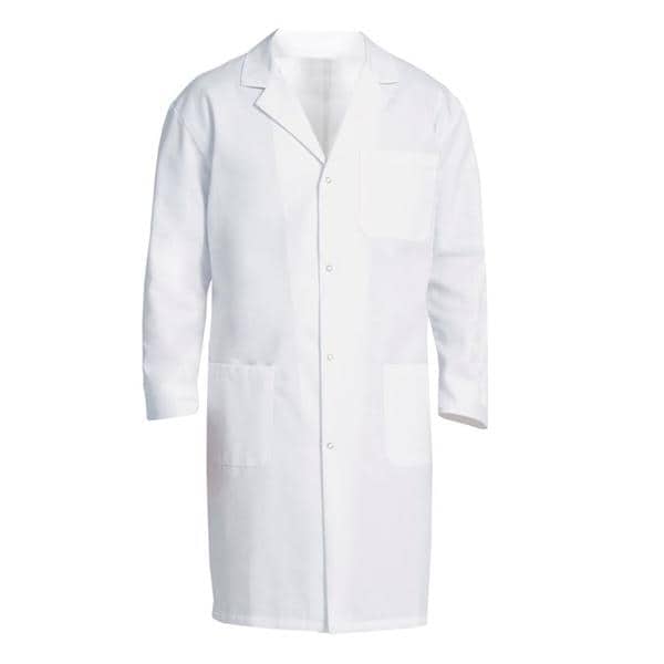 Lab Coat 3 Pockets Long Sleeves 41 in Large White Mens EA