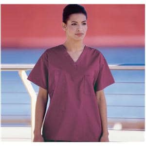 Fashion Seal Scrub Shirt 1 Pocket Set-In Sleeves Small Cranberry Unisex Ea