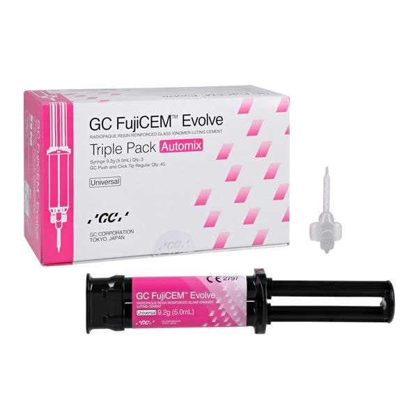 GC FujiCEM Evolve Resin Glass Ionomer Automix Cement White Trpl Pk Rfl 3/Pk