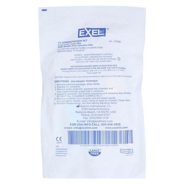 Combo IV Administration Set Needleless Y-Injection Site 78" 15Drp 23mL 50/Ca