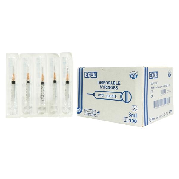 Hypodermic Syringe/Needle 25gx1-1/2" 3cc Dark Blue Conventional LDS 100/Bx