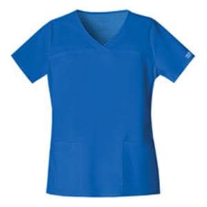 Cherokee Scrub Shirt V-Neck 3 Pockets Short Sleeves Small Royal Blue Womens Ea