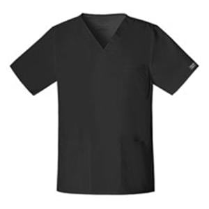 Cherokee Scrub Shirt V-Neck 4 Pockets Short Sleeves Large Black Unisex Ea