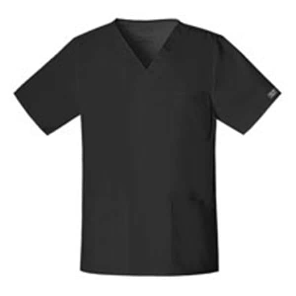 Cherokee Scrub Shirt V-Neck 4 Pockets Short Sleeves Large Black Unisex Ea