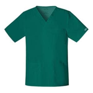 Cherokee Scrub Shirt V-Neck 4 Pockets Short Sleeves Large Hunter Unisex Ea