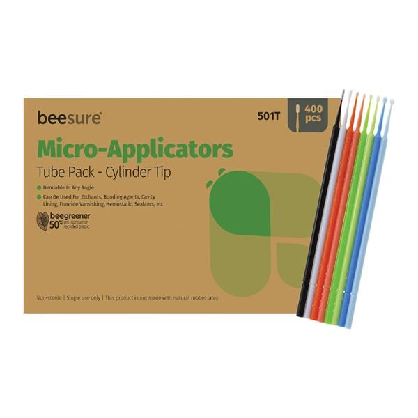 Beesure Bendable Micro Applicator Cylinder Black / White 400/Bx