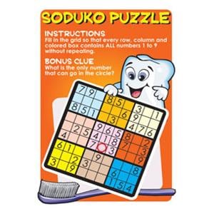 Imprinted Recall Cards Sodoku Puzzle 4 in x 6 in 250/Pk