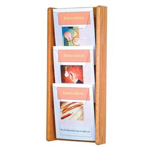 Stance Wall Magazine Display 3 Pockets Light Oak 26.25 in x 11 in x 3 in Ea