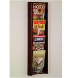 Stance Wall Magazine Display 4 Pockets Mahogany 33.5 in x 11 in x 3 in Ea