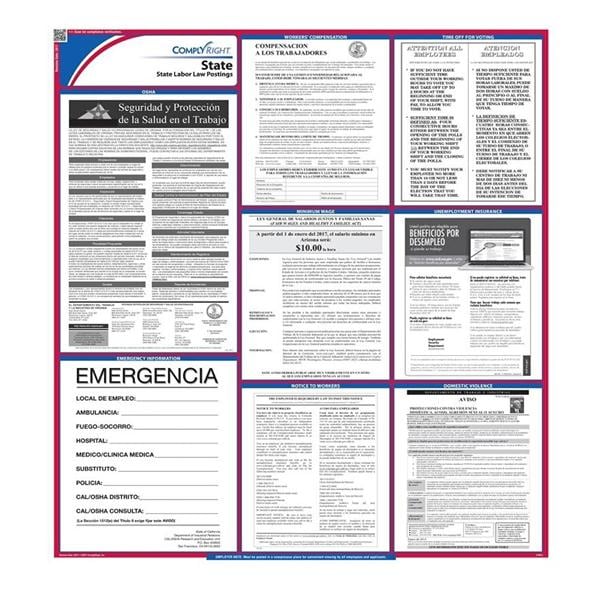 Poster State Labor Law California Spanish 27 in x 39 in Ea