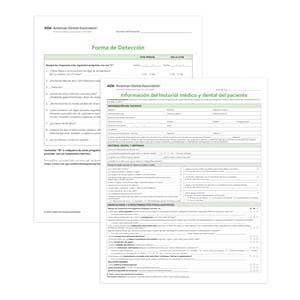 ADA Health History Forms 2-Sided Spanish 8.5 in x 11 in 100/Pk